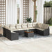 Set de canapea de grădină 11 piese cu perne, rattan negru, acacia - WALTI WALTI