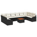 Set de canapea de grădină 11 piese cu perne, rattan negru, acacia - WALTI WALTI