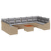Set de canapea de grădină cu 11 piese, perne, rattan poli acacia bej. - WALTI WALTI