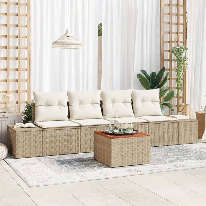 Set de canapele pentru grădină cu pernă 5 pcs Bej poliratan WALTI