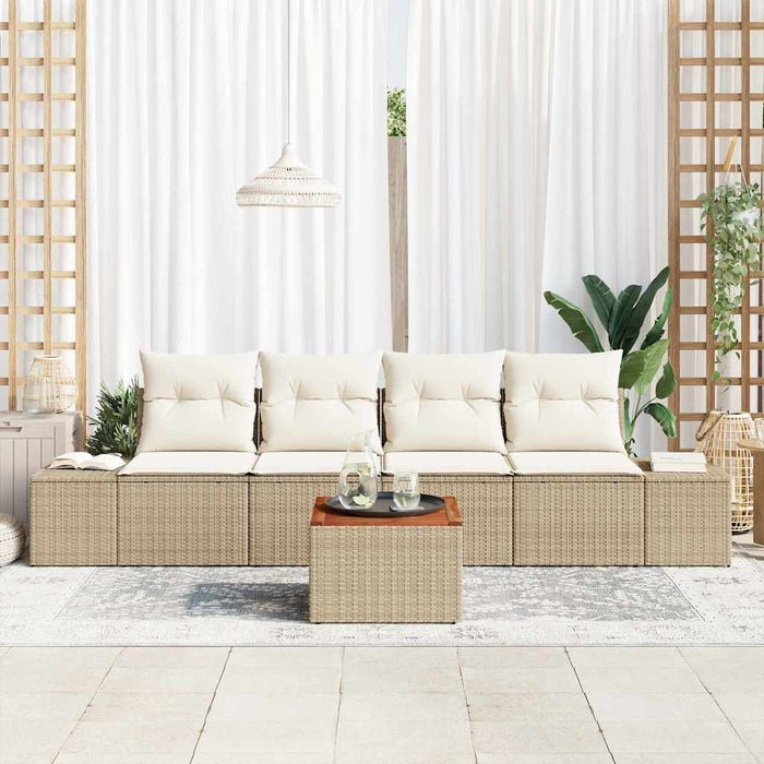 Set de canapele pentru grădină cu pernă 5 pcs Bej poliratan WALTI