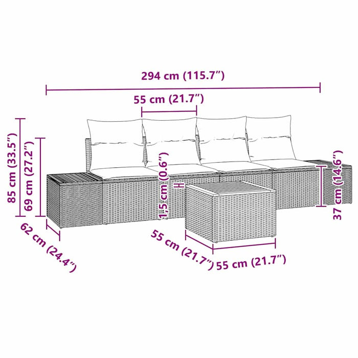Set de canapele pentru grădină cu pernă 5 pcs Negru Rattan poli - WALTI WALTI