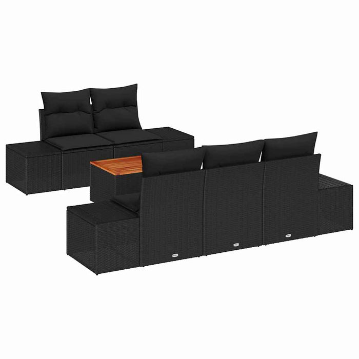 Set de canapele pentru grădină cu pernă 6 pcs Negru Rattan poli - WALTI WALTI
