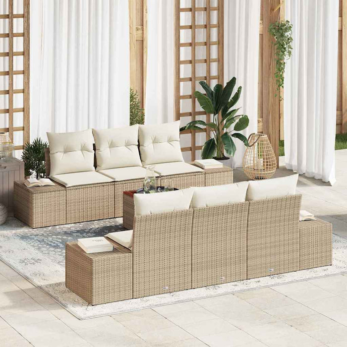 Set de canapele pentru grădină cu pernă 7 pcs Bej poliratan WALTI