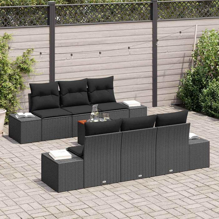 Set de canapele pentru grădină cu pernă 7 pcs Negru Rattan poli - WALTI WALTI