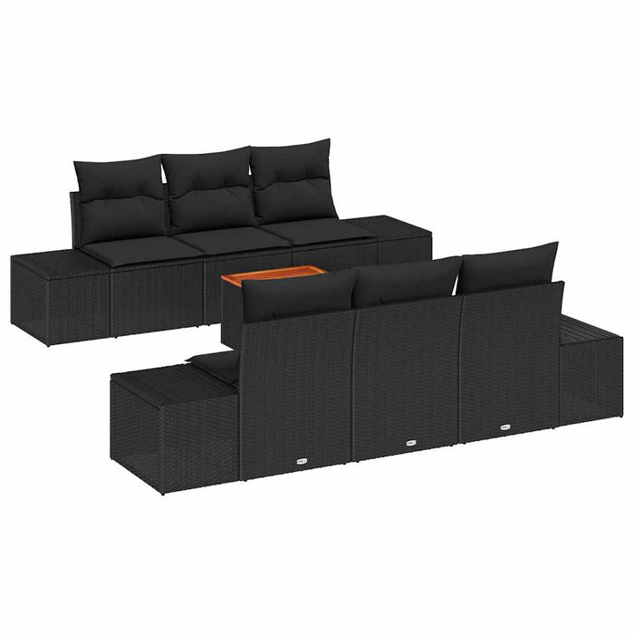 Set de canapele pentru grădină cu pernă 7 pcs Negru Rattan poli - WALTI WALTI