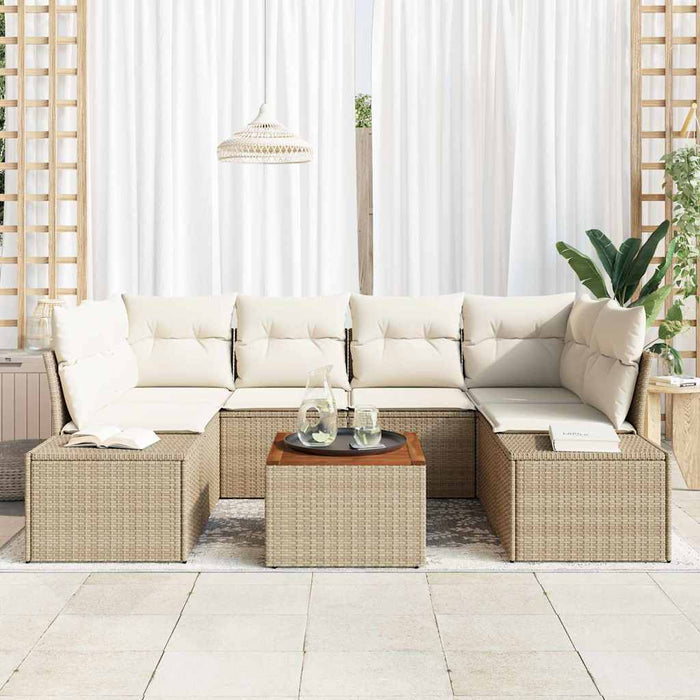 Set de canapele pentru grădină cu pernă 7 pcs Bej poliratan - WALTI WALTI
