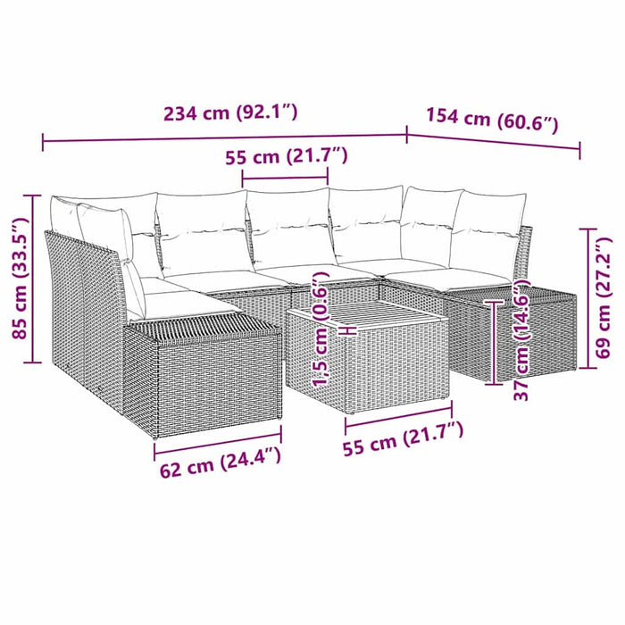 Set de canapele pentru grădină cu pernă 7 pcs Negru Rattan poli - WALTI WALTI