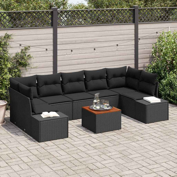 Set de canapele pentru grădină cu pernă 8 pcs Negru Rattan poli - WALTI WALTI