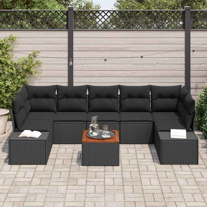 Set de canapele pentru grădină cu pernă 8 pcs Negru Rattan poli - WALTI WALTI