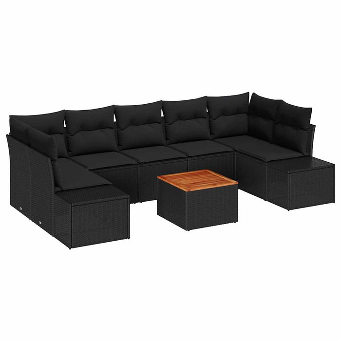 Set de canapele pentru grădină cu pernă 8 pcs Negru Rattan poli - WALTI WALTI