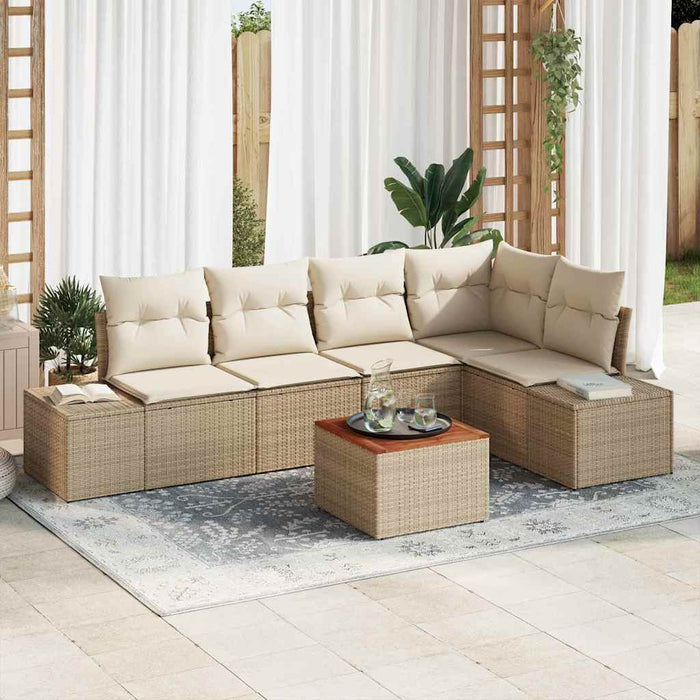 Set de canapele pentru grădină cu pernă 6 pcs Bej poliratan - WALTI WALTI
