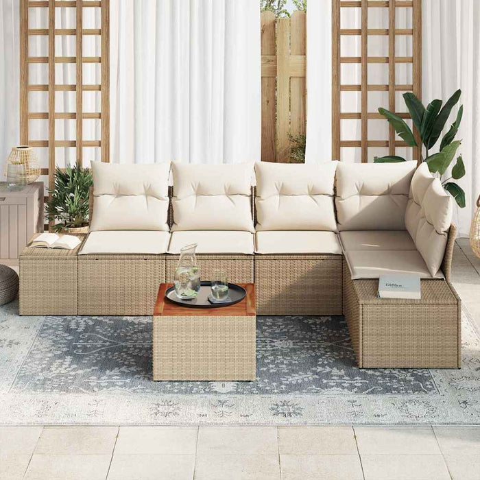 Set de canapele pentru grădină cu pernă 6 pcs Bej poliratan - WALTI WALTI