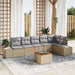 Set canapea grădină , 7 piese, cu perne, bej, rattan sintetic, acacia - WALTI WALTI