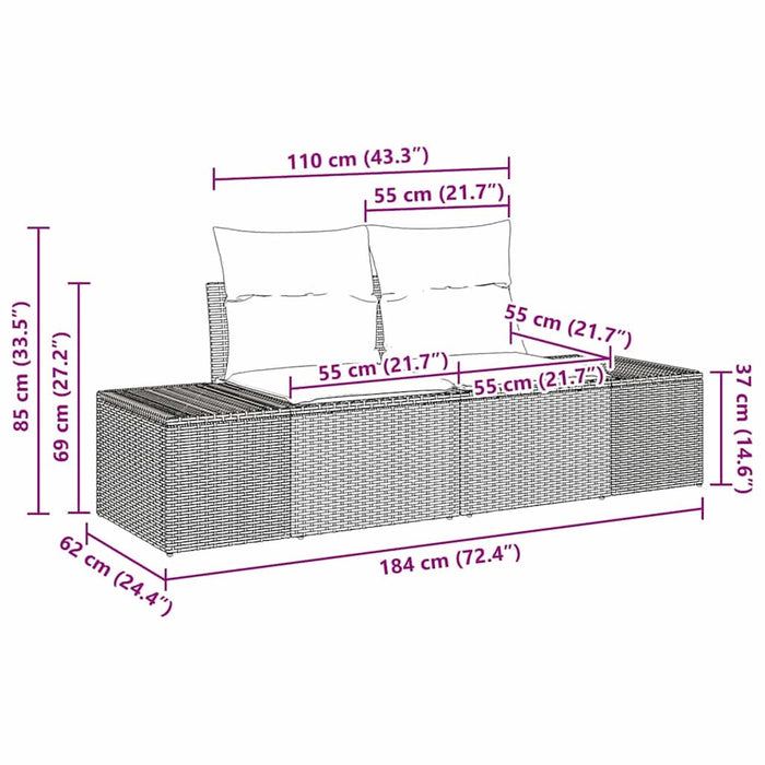 Set de canapele pentru grădină 7 buc. Negru poliratan WALTI