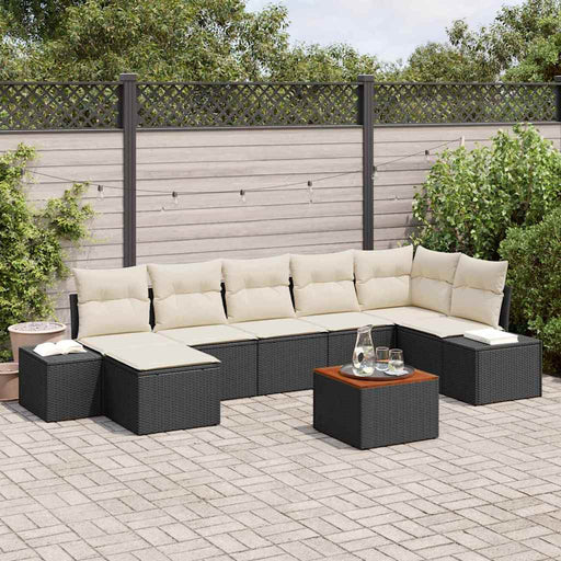 Set de canapele pentru grădină cu pernă 8 pcs Negru Rattan poli - WALTI WALTI