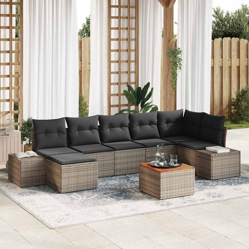 Set de canapele pentru grădină cu pernă 8 pcs Gri Rattan poli - WALTI WALTI