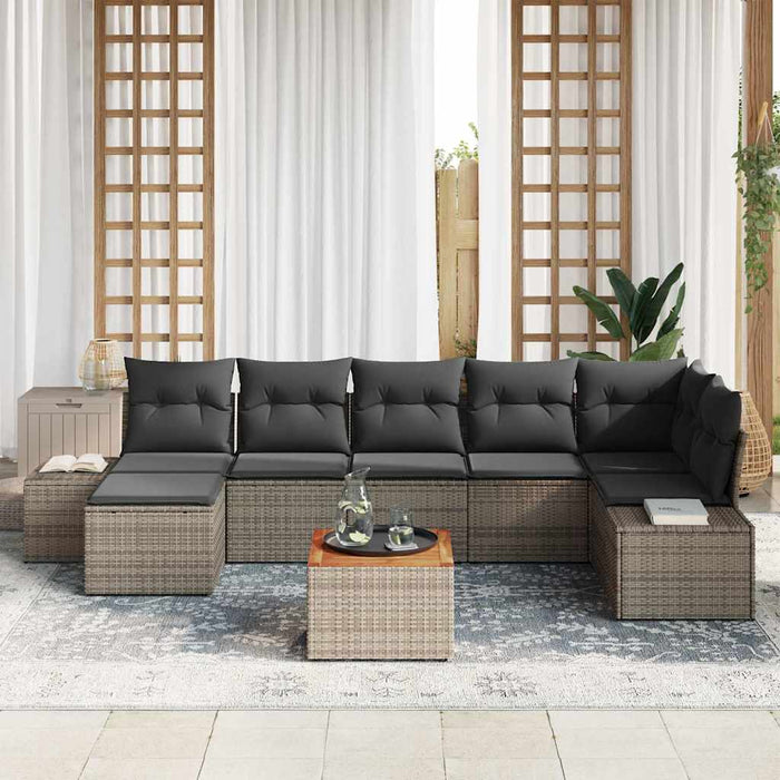 Set de canapele pentru grădină cu pernă 8 pcs Gri Rattan poli - WALTI WALTI