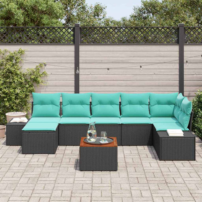 Set de canapele pentru grădină cu pernă 8 pcs Negru poliratan WALTI