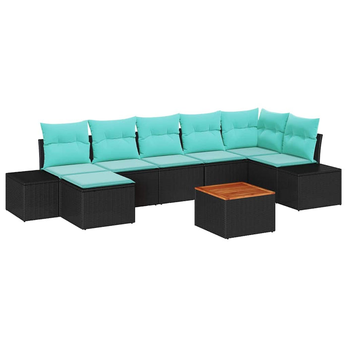 Set de canapele pentru grădină cu pernă 8 pcs Negru poliratan WALTI