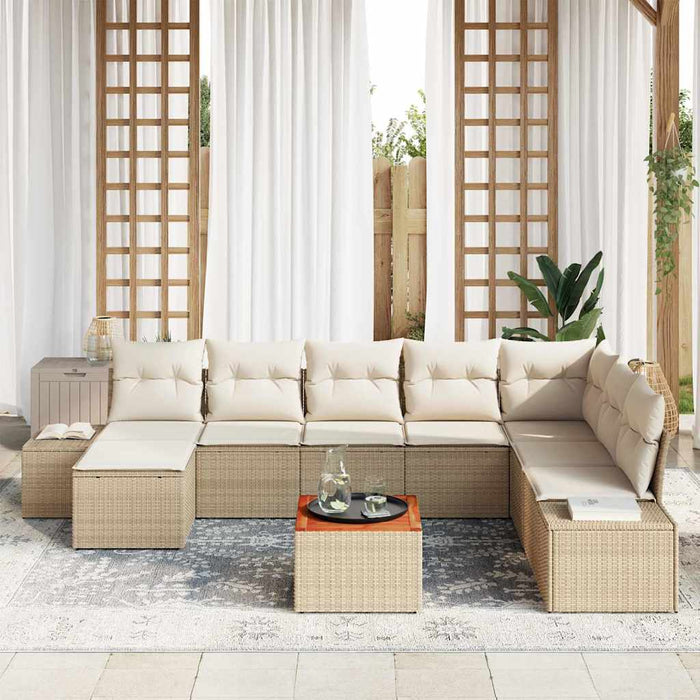 Set de canapele pentru grădină cu pernă 9 pcs Bej Rattan poli - WALTI WALTI