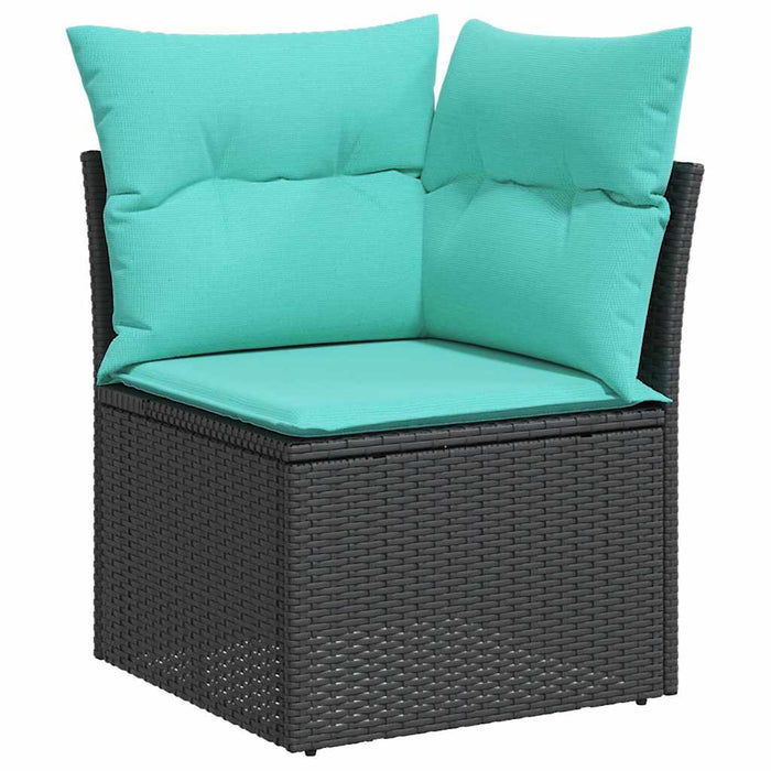 Set de canapele pentru grădină cu pernă 9 pcs Negru poliratan WALTI
