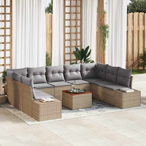 Set de canapele pentru grădină cu pernă 10 pcs Bej Rattan poli - WALTI WALTI