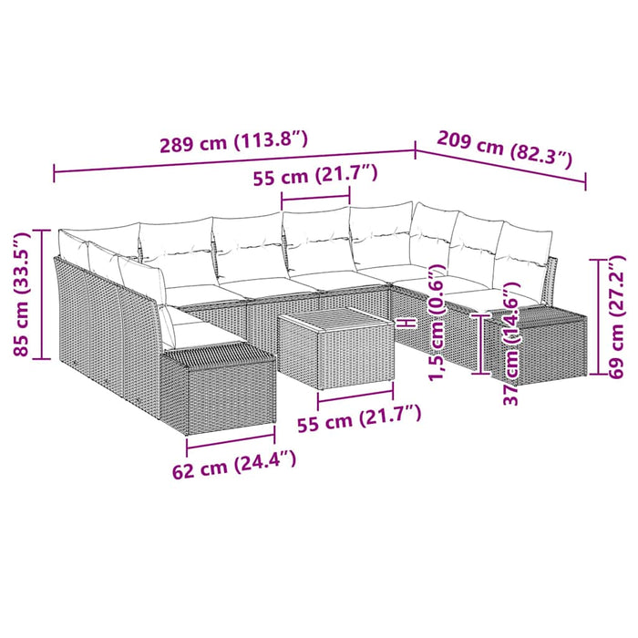 Set de canapele pentru grădină 10 pcs Negru Rattan poli - WALTI WALTI