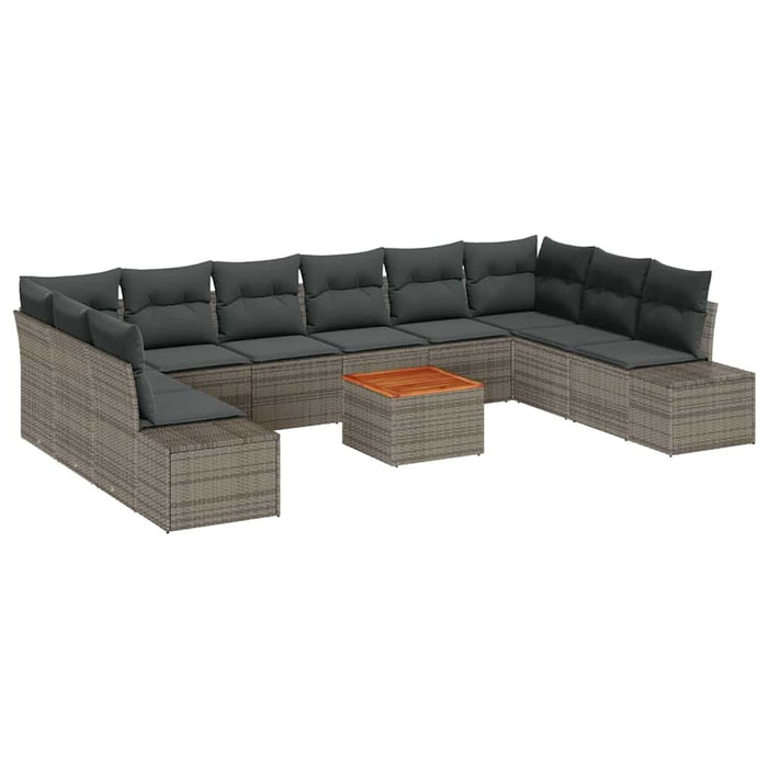 Set de canapele pentru grădină cu pernă 11 pcs Gri Rattan poli - WALTI WALTI