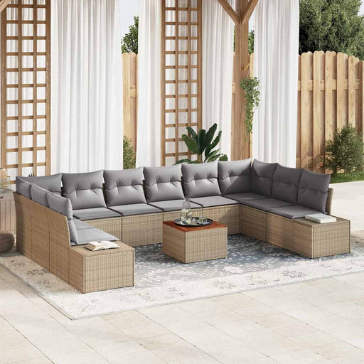 Set de canapele pentru grădină cu pernă 11 pcs Bej Rattan poli - WALTI WALTI