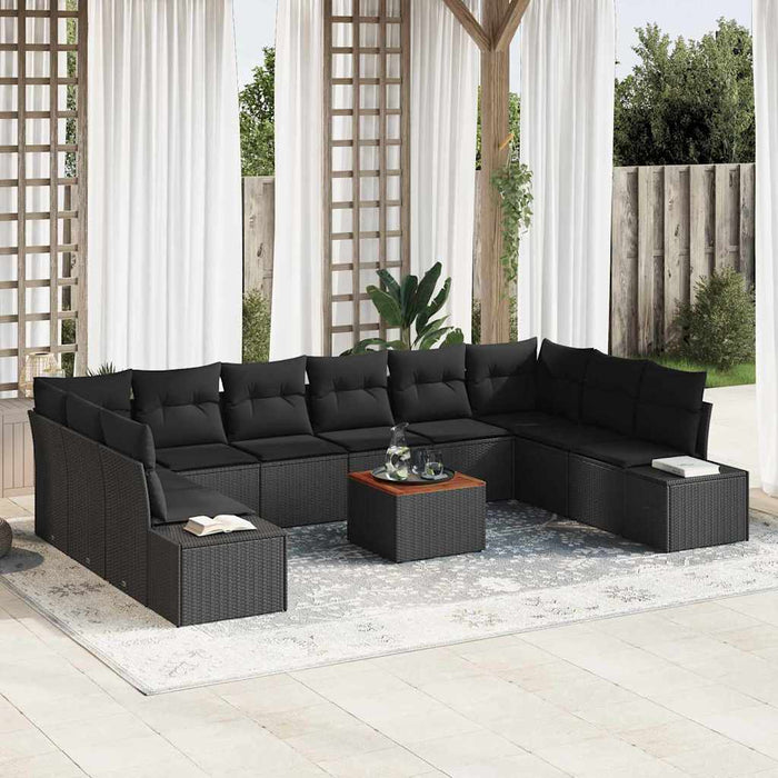 Set de canapele pentru grădină 11 pcs Negru Rattan poli - WALTI WALTI