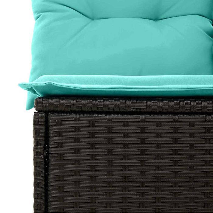 Set de canapele pentru grădină cu pernă 11 pcs Negru poliratan WALTI