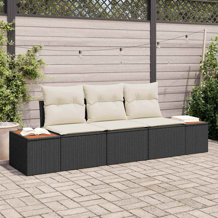 Set de canapele pentru grădină cu pernă 3 pcs Negru Rattan poli - WALTI WALTI