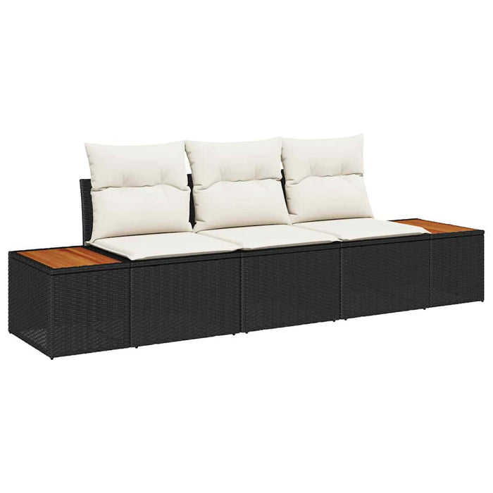 Set de canapele pentru grădină cu pernă 3 pcs Negru Rattan poli - WALTI WALTI