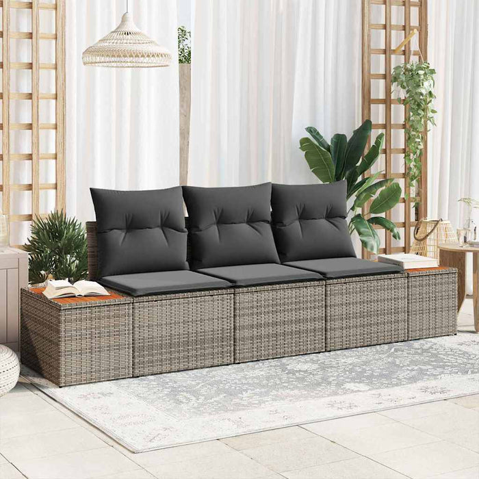 Set de canapele pentru grădină cu pernă 3 pcs Gri Rattan poli - WALTI WALTI