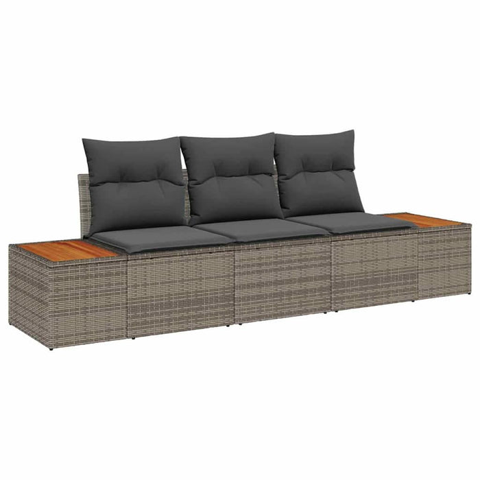 Set de canapele pentru grădină cu pernă 3 pcs Gri Rattan poli - WALTI WALTI