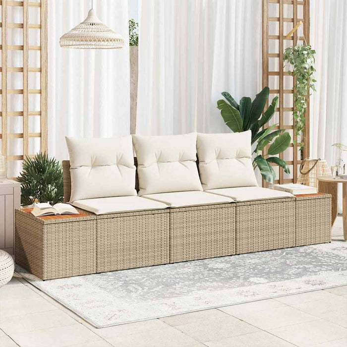 Set de canapele pentru grădină cu pernă 3 pcs Bej poliratan - WALTI WALTI