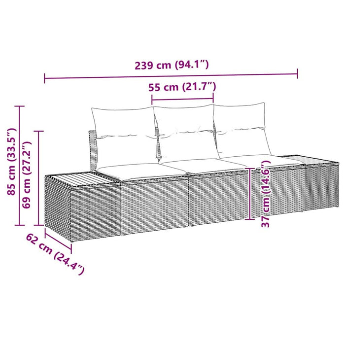 Set de canapele pentru grădină cu pernă 3 pcs Bej poliratan - WALTI WALTI