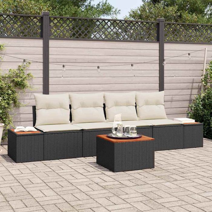 Set de canapele pentru grădină cu pernă 5 pcs Negru Rattan poli - WALTI WALTI
