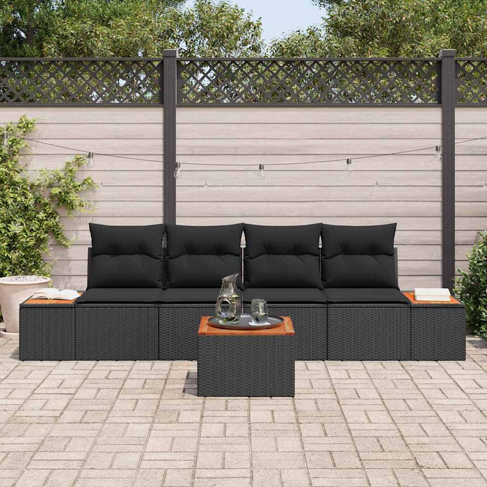 Set de canapele pentru grădină cu pernă 5 pcs Negru Rattan poli - WALTI WALTI