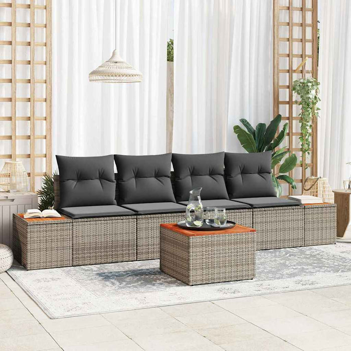 Set de canapele pentru grădină cu pernă 5 pcs Gri Rattan poli - WALTI WALTI
