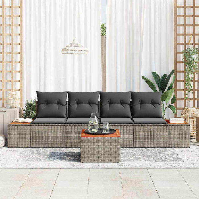 Set de canapele pentru grădină cu pernă 5 pcs Gri Rattan poli - WALTI WALTI