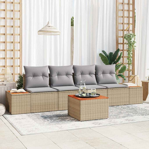 Set de canapele pentru grădină cu pernă 5 pcs Bej Rattan poli - WALTI WALTI