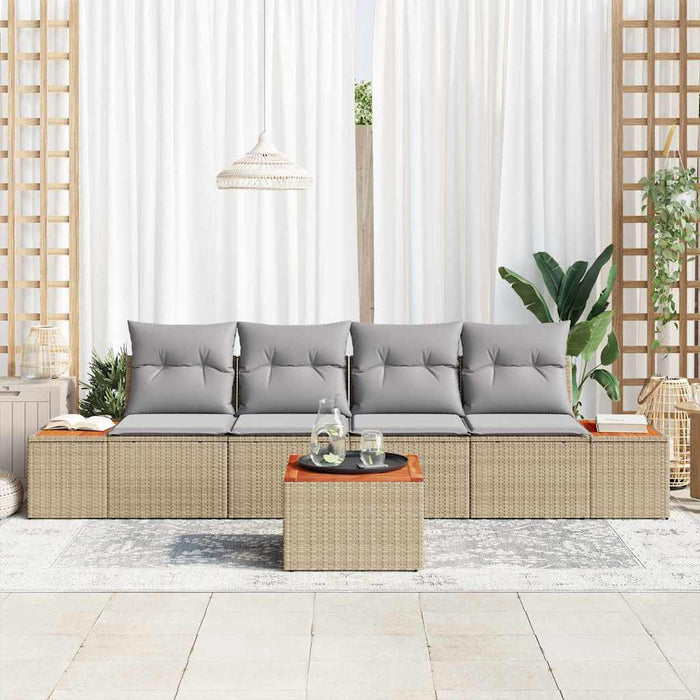 Set de canapele pentru grădină cu pernă 5 pcs Bej Rattan poli - WALTI WALTI