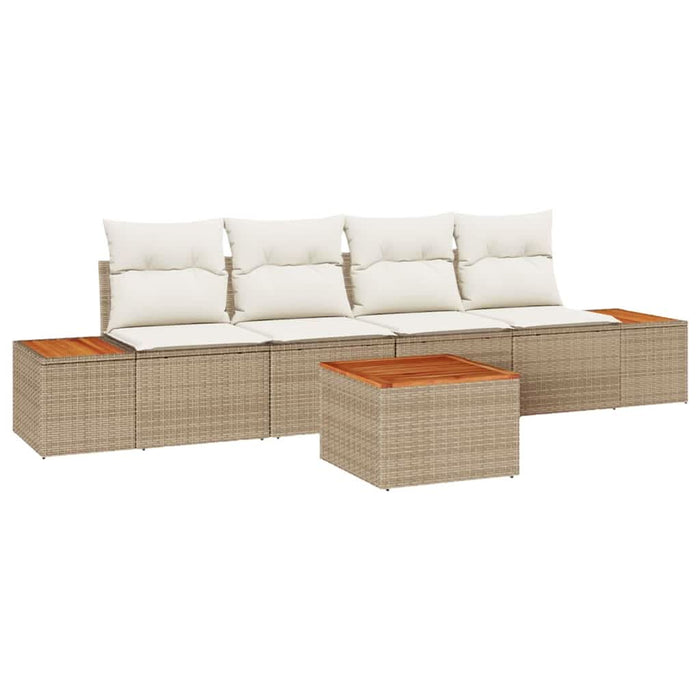 Set de canapele pentru grădină cu pernă 5 pcs Bej Rattan poli WALTI