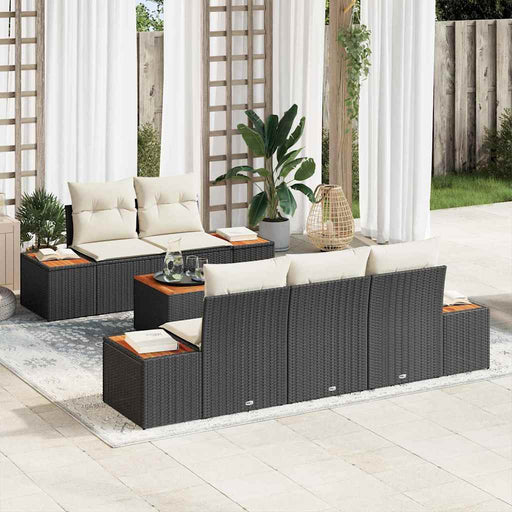 Set de canapele pentru grădină cu pernă 6 pcs Negru Rattan poli - WALTI WALTI