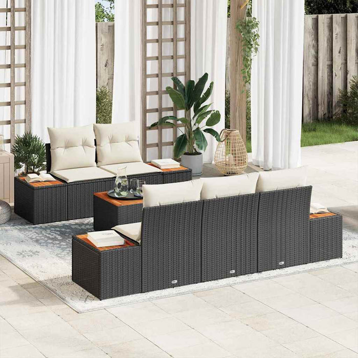 Set de canapele pentru grădină cu pernă 6 pcs Negru Rattan poli - WALTI WALTI