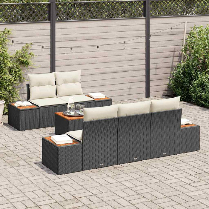 Set de canapele pentru grădină cu pernă 6 pcs Negru Rattan poli - WALTI WALTI
