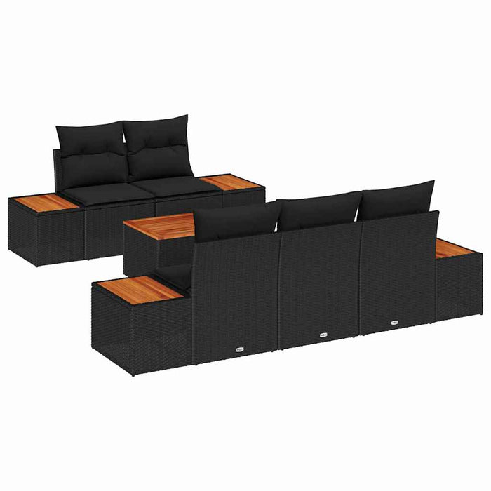 Set de canapele pentru grădină cu pernă 6 pcs Negru Rattan poli - WALTI WALTI