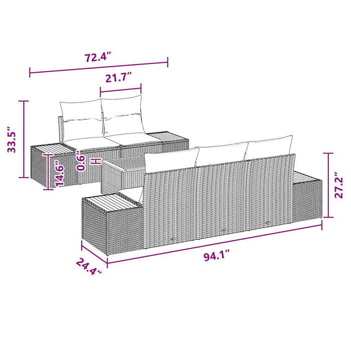Set de canapele pentru grădină cu pernă 6 pcs Negru Rattan poli - WALTI WALTI